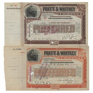 Pratt &amp; Whitney: Francis Pratt and Amos Whitney (2) Documents Signed