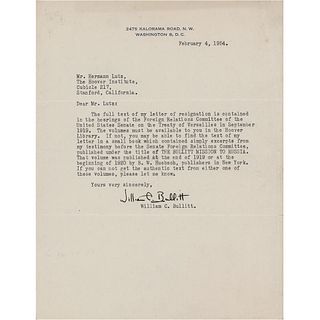 William C. Bullitt Typed Letter Signed