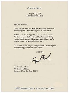 George Bush Typed Letter Signed on Retirement