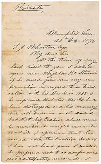 Jefferson Davis Autograph Letter Signed on Finances