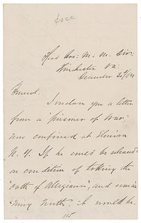 Philip H. Sheridan Letter Signed on Prisoner of War