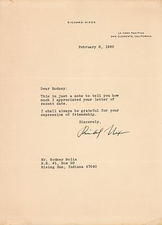 Presidents and First Ladies (5) Typed Letter Signed