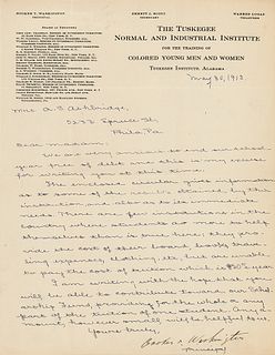 Booker T. Washington Letter Signed