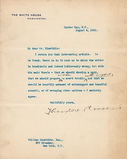 Theodore Roosevelt Typed Letter Signed as President on Navy