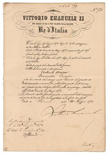 Vittorio Emanuele II Document Signed