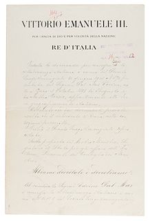 Vittorio Emanuele III Document Signed