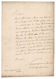 Cardinal Richelieu Letter Signed to Prince of Orange