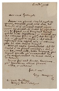 Giuseppe Mazzini Autograph Letter Signed