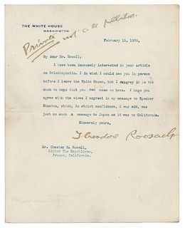 Theodore Roosevelt Typed Letter Signed as President on Racism