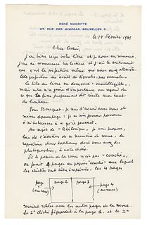Rene Magritte Autograph Letter Signed on Magazine