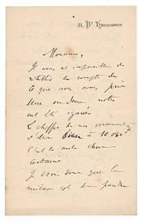 Gustave Caillebotte Autograph Letter Signed