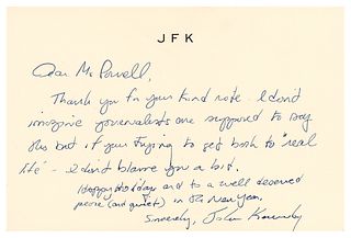 John F. Kennedy, Jr. Autograph Letter Signed to Mrs. Colin Powell