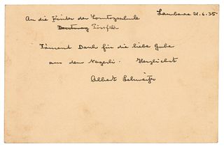 Albert Schweitzer Autograph Note Signed