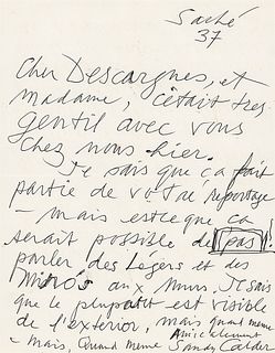 Alexander Calder Autograph Letter Signed