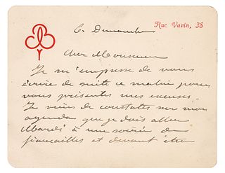Fr&eacute;d&eacute;ric Auguste Bartholdi Autograph Letter Signed