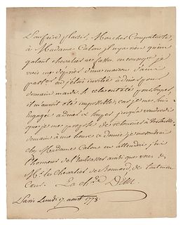 Chevalier d&#39;&Eacute;on Autograph Letter Signed