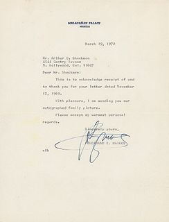 Ferdinand Marcos Typed Letter Signed