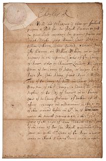 King Charles II Signed Pardon for Quakers