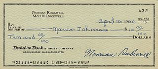 Norman Rockwell Signed Check