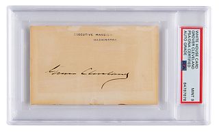 Grover Cleveland Signed White House Card - PSA MINT 9