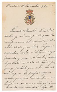 King Alfonso XII Autograph Letter Signed