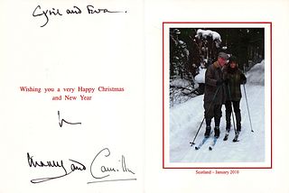 King Charles III and Camilla, Queen Consort Signed Card