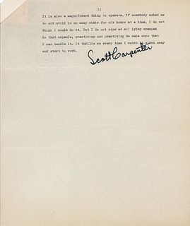 Scott Carpenter Signed Souvenir Typescript