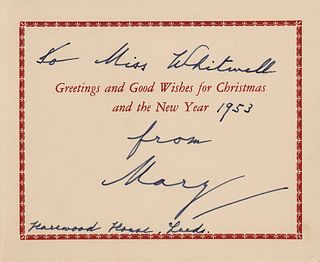 Mary, Princess Royal Signed Christmas Card