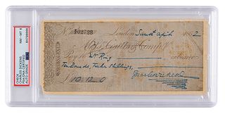 Charles Dickens Signed Check - PSA NM-MT 8