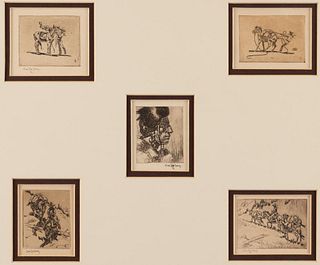 Joe De Yong, four etchings