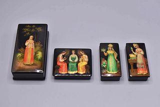 Set of 4 vintage Russian jewerly boxes