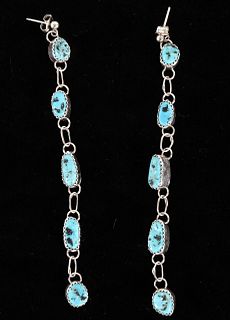 Navajo Turquoise Sterling Silver Dangle Earring