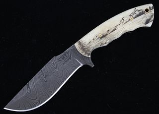 Montana Mountain Scrimshaw Damascus Knife Bozeman