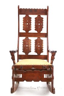 19th C. Walnut Black Forest Style Rocking Chair