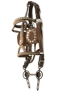 19th Century Studded Tacked Harness Bridle