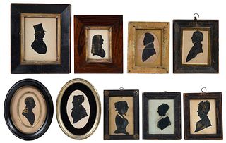 Nine American or British School Silhouette Portraits