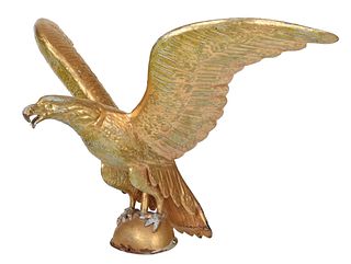 Folk Art Painted and Gilt Copper Eagle Weather Vane