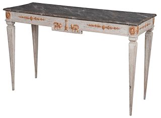 Swedish Neoclassical Style Painted Parcel Gilt Console Table