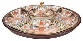 Five Piece Porcelain Sweetmeat Set in the Imari Palette