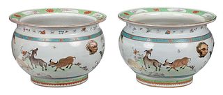 Pair of Monumental Chinese Porcelain Planters