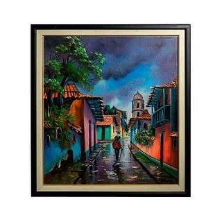 Gomez Mexican School Artist Signed Oil Painting on Canvas