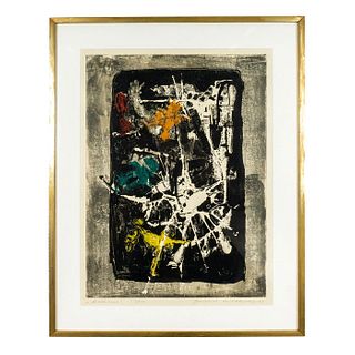 Artist Signed Pollok Style Abstract Lithograph