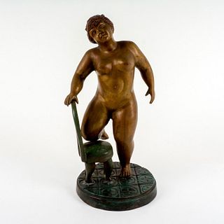 After Fernando Botero Signed Bronze Sculpture, Nude with Chair