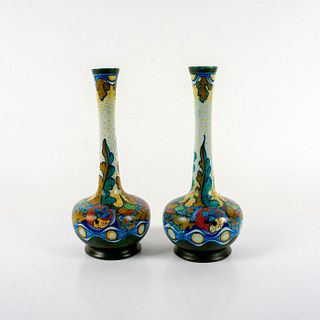 Pair of Zuid-Holland Gouda Pottery Bud Vases, Corona