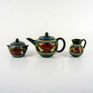 3pc Zuid-Holland Gouda Pottery Tea Set, Rhodian