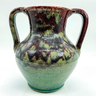 Vintage Stoneware Pottery Double Handled Vase