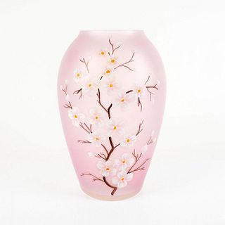 Vintage Decorative Glass Vase, Cherry Blossoms