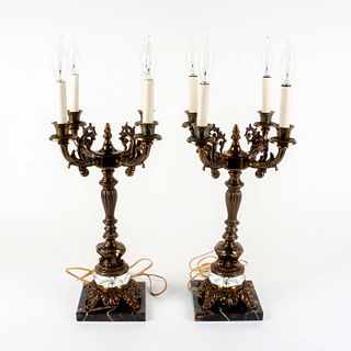 Pair of Candelabra Style Brass Table Lamps