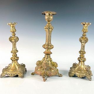 3pc Antique Fraget W Warszawie, Candle Holders