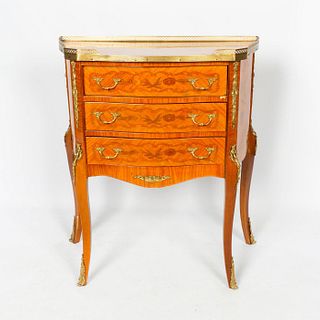 Louis XV Style Inlay Wood Side Table